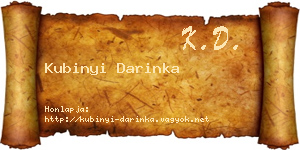 Kubinyi Darinka névjegykártya